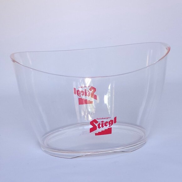LARGE STIEGL Ice Bucket Acrylic Tub Clear Beer Bucket RARE Attractive Shape - Picture 1 of 6
